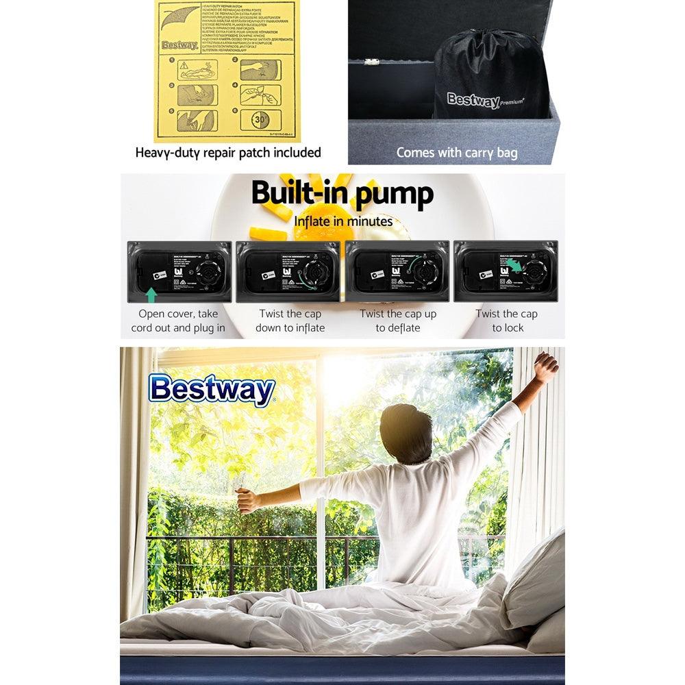 Bestway Air Mattress King Inflatable Bed 56cm Airbed Blue - Harrogates