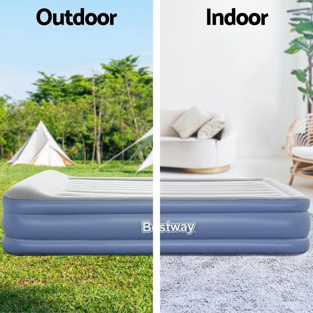 Bestway Air Mattress Queen Inflatable Bed 46cm Airbed Blue - Harrogates