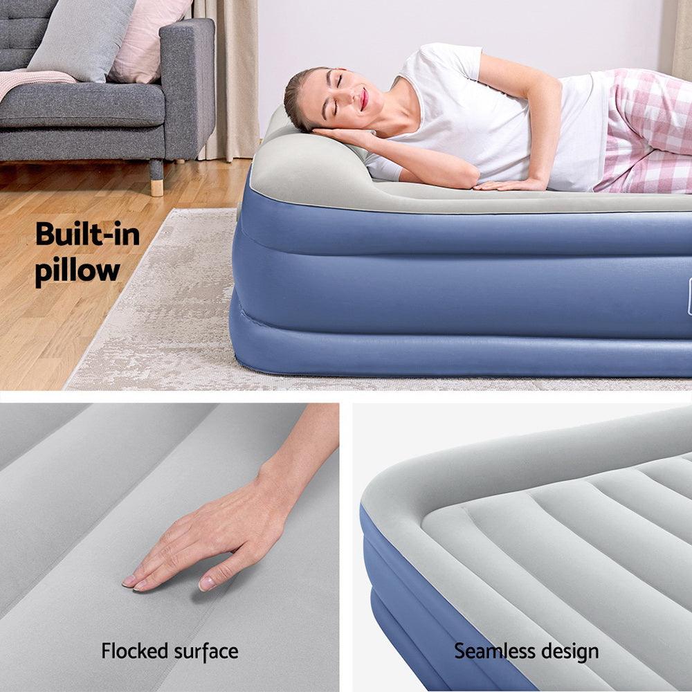 Bestway Air Mattress Queen Inflatable Bed 46cm Airbed Blue - Harrogates
