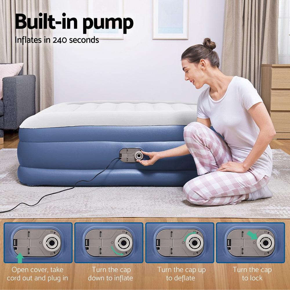 Bestway Air Mattress Queen Inflatable Bed 46cm Airbed Blue - Harrogates