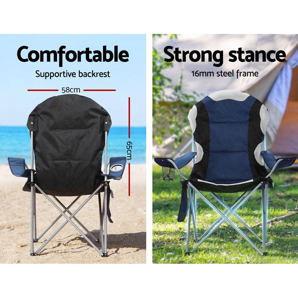 Weisshorn Camping Folding Chair Portable Outdoor Hiking Fishing Picnic Navy 2pcs - Harrogates
