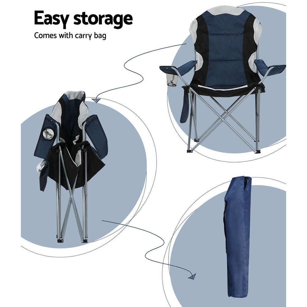 Weisshorn Camping Folding Chair Portable Outdoor Hiking Fishing Picnic Navy 2pcs - Harrogates