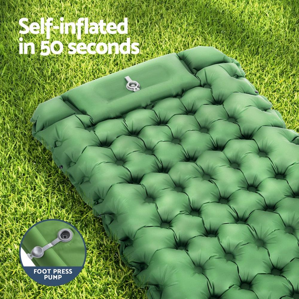 Weisshorn Self Inflating Mattress Camping Sleeping Mat Air Bed Pad Single Pillow - Harrogates