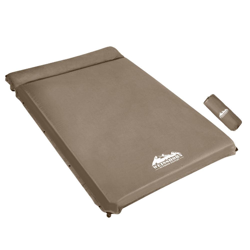 Weisshorn Self Inflating Mattress 10CM Camping Sleeping Mat Air Double Coffee - Harrogates