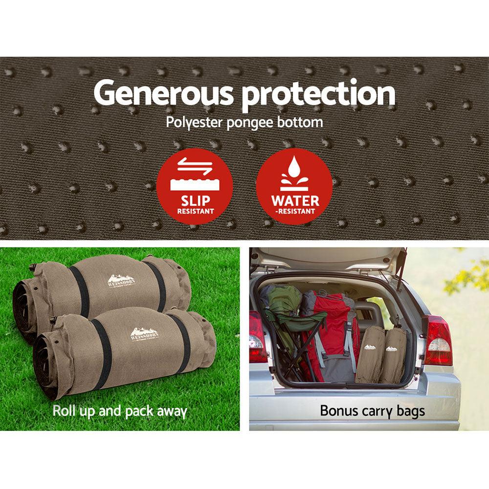 Weisshorn Self Inflating Mattress Camping Sleeping Mat Air Bed Double Set Coffee - Harrogates