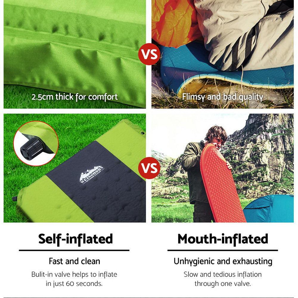 Weisshorn Self Inflating Mattress Camping Sleeping Mat Air Bed Pad Double Green - Harrogates