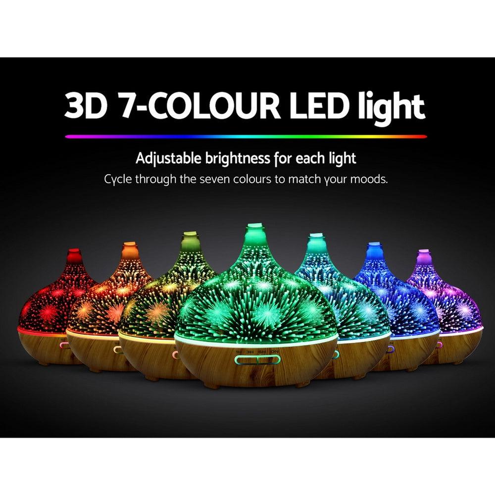 Devanti Aroma Diffuser Aromatherapy 3D Glass 400ml - Harrogates