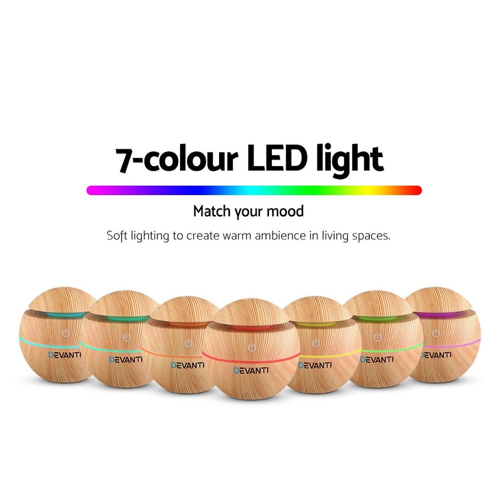 Devanti Aroma Diffuser Aromatherapy Light Wood 130ml - Harrogates