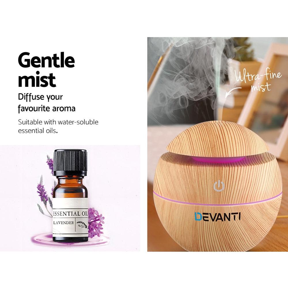 Devanti Aroma Diffuser Aromatherapy Light Wood 130ml - Harrogates