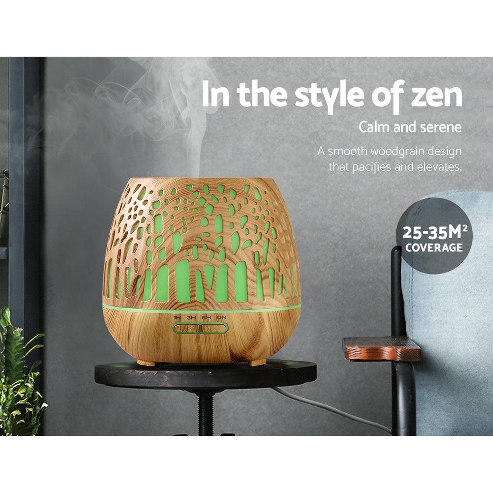 Devanti Aroma Diffuser Aromatherapy Wood Grain 400ml - Harrogates