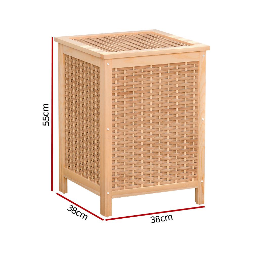 Artiss Laundry Hamper Bathroom Storage Cabinet Wooden Organiser Bag Clothes - Harrogates