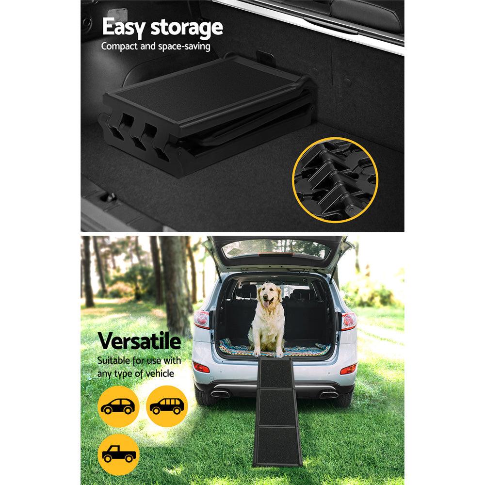 i.Pet Dog Ramp Pet Stairs Steps Car Travel SUV Ladder Foldable Portable Adjustable - Harrogates