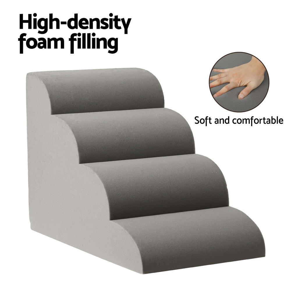 i.Pet Dog Ramp Steps Foam 4 Tier Pet Stairs For Bed Sofa Car Portable Indoor - Harrogates