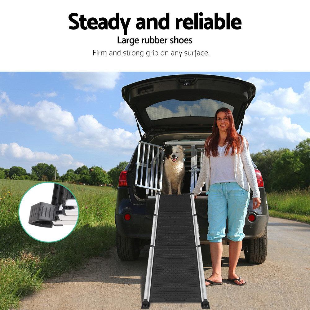 i.Pet Dog Ramp Pet Stairs Steps Car SUV Foldable Portable Ladder Adjustable - Harrogates