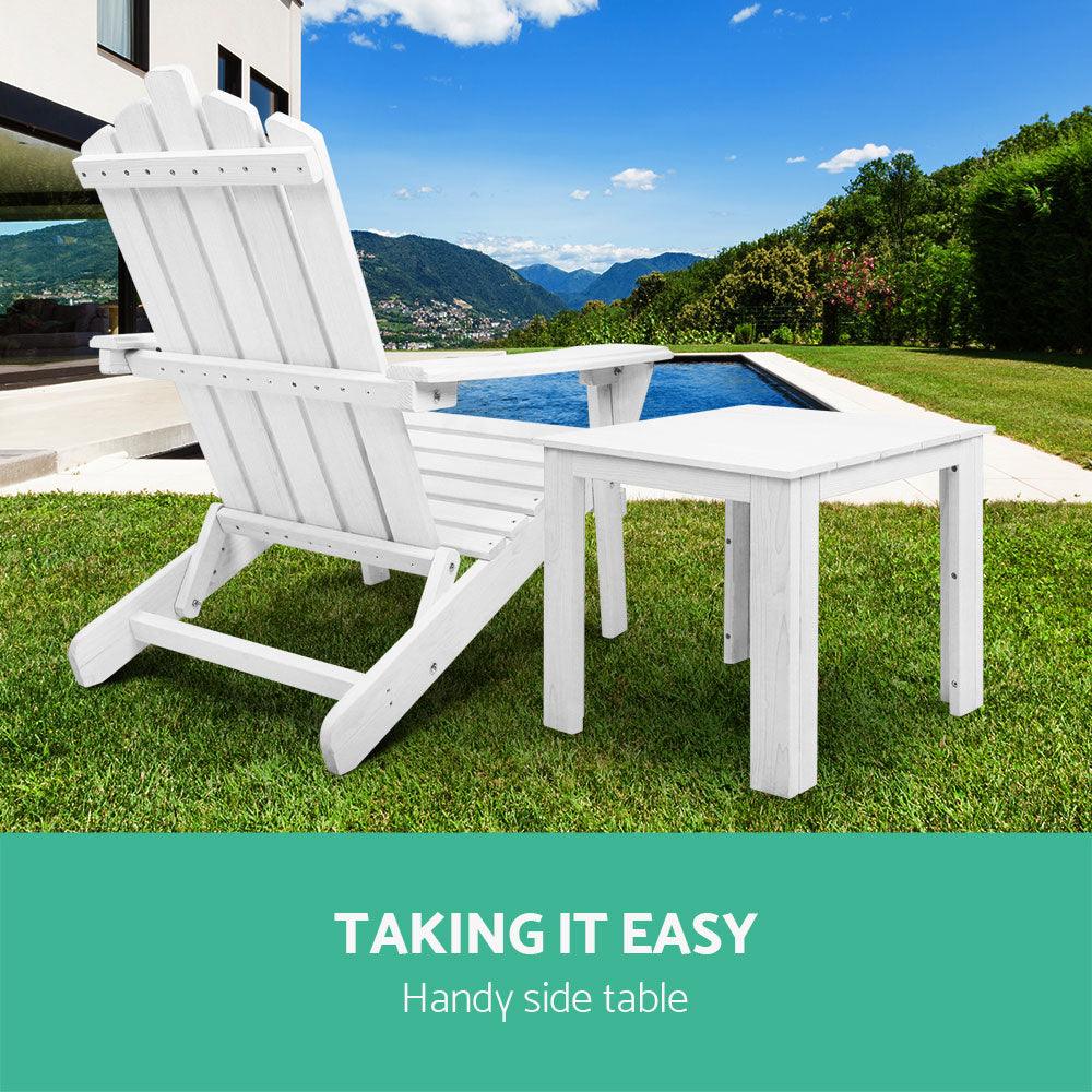 Gardeon Coffee Side Table Wooden Desk Outdoor Furniture Camping Garden White - Harrogates