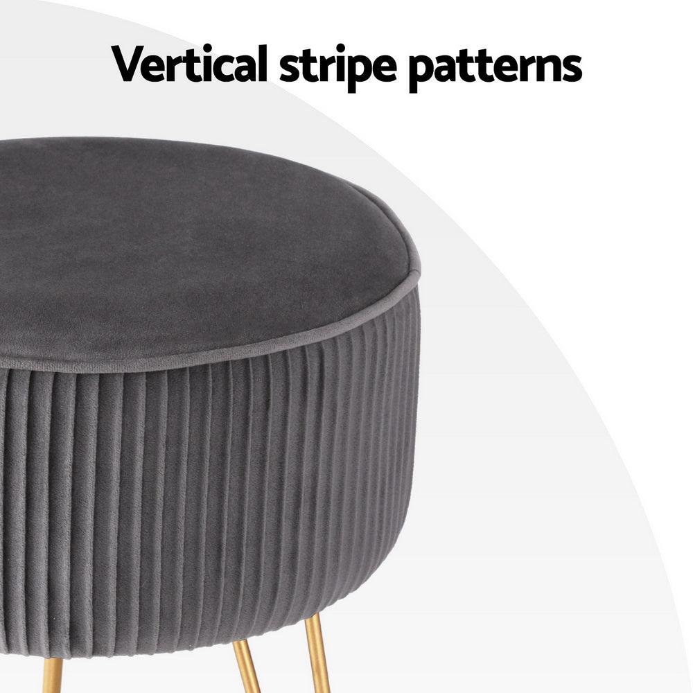 Artiss Ottoman Foot Stool Vanity Velvet Round Grey - Harrogates