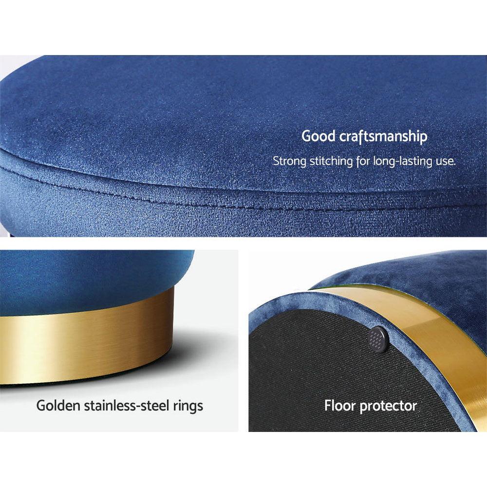 Artiss Ottoman Foot Stool Round Velvet Navy - Harrogates