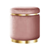 Artiss Ottoman Foot Stool Round Velvet Pink - Harrogates