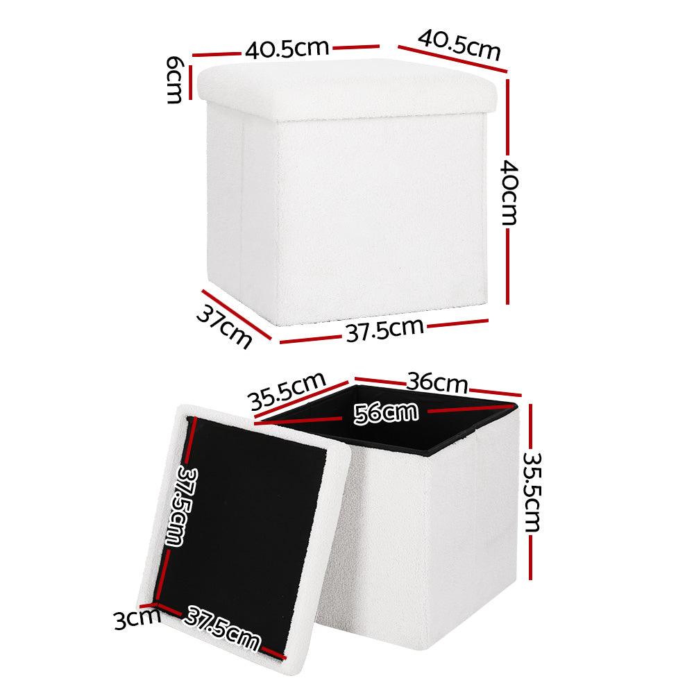 Artiss Ottoman Storage Foot Stool Vanity Square Teddy - Harrogates