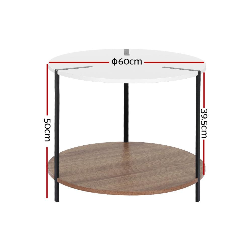 Artiss Coffee Table Side Table Round White Cedric - Harrogates