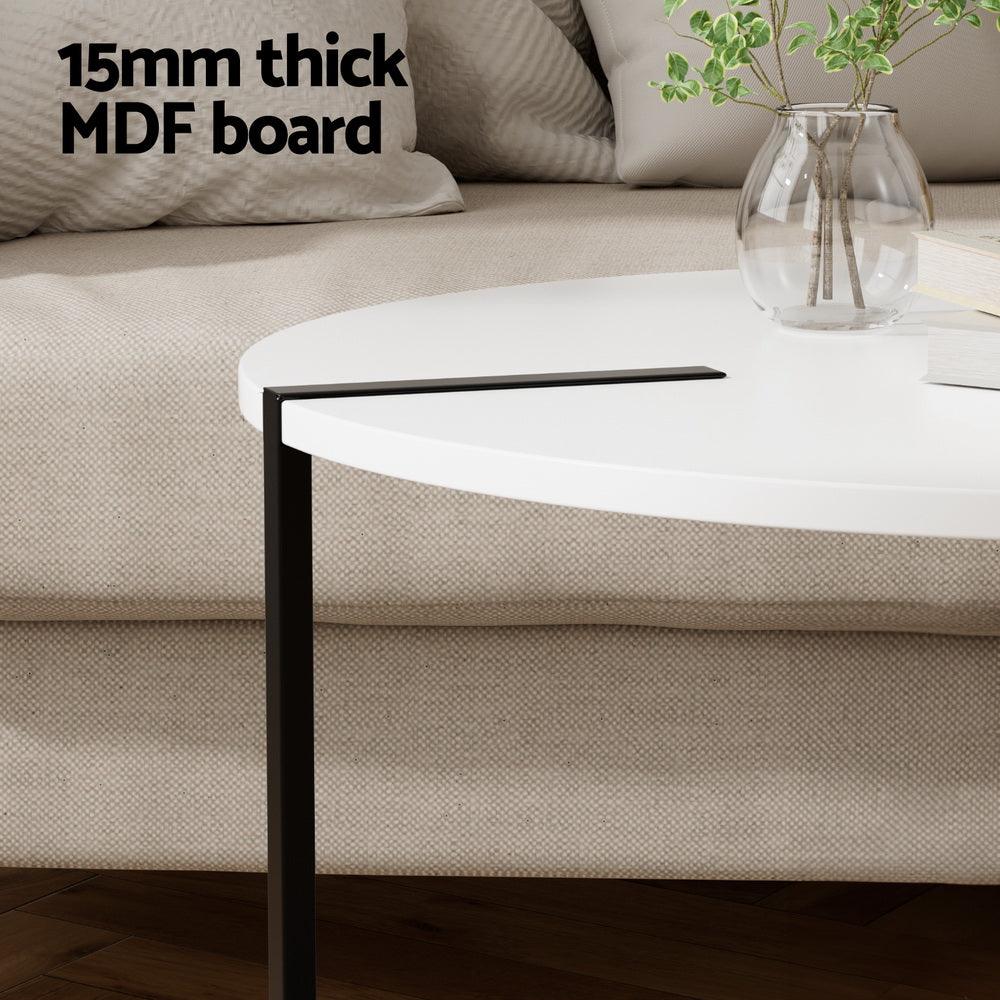 Artiss Coffee Table Side Table Round White Cedric - Harrogates