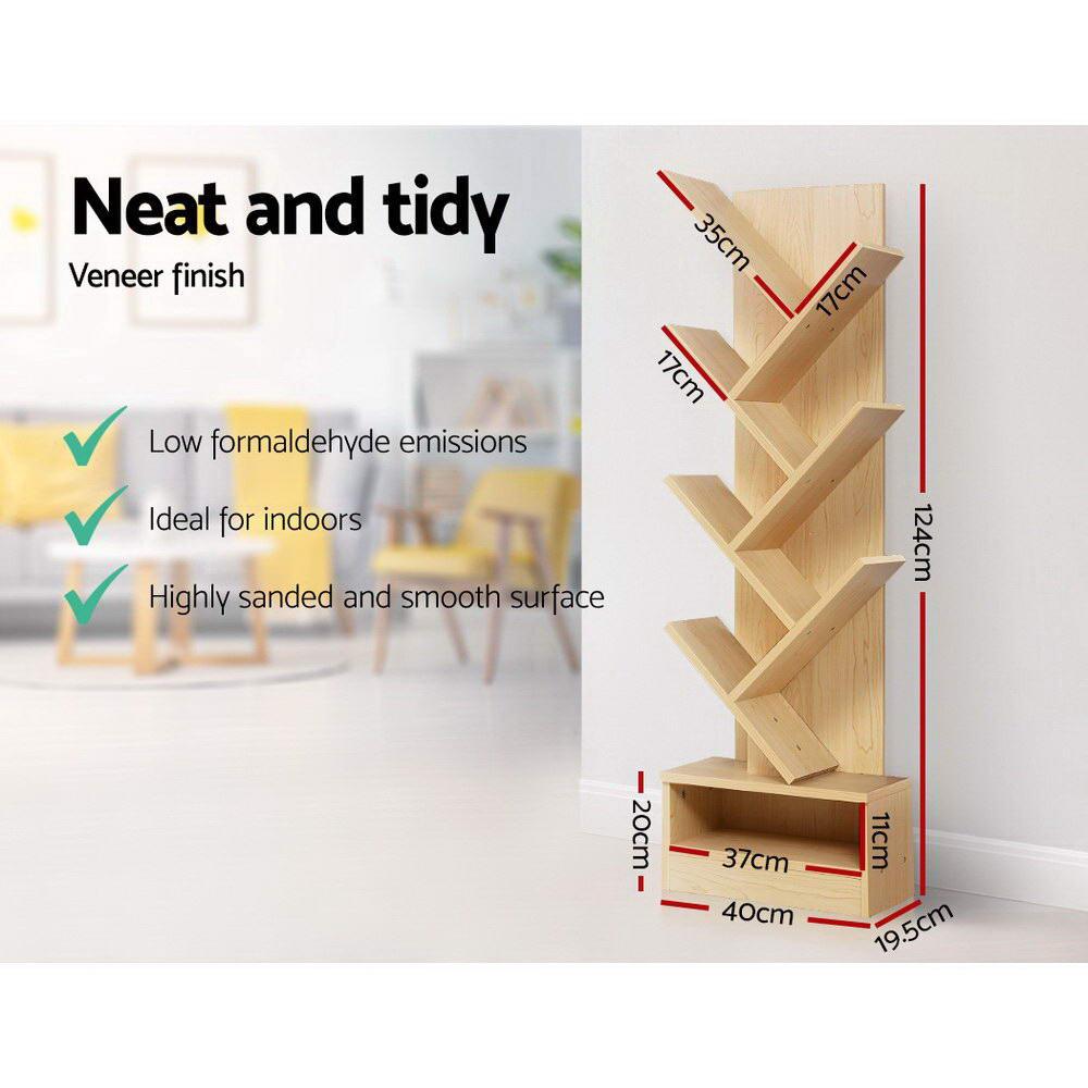 Artiss Tree Bookshelf 7 Tiers - ECHO Oak - Harrogates