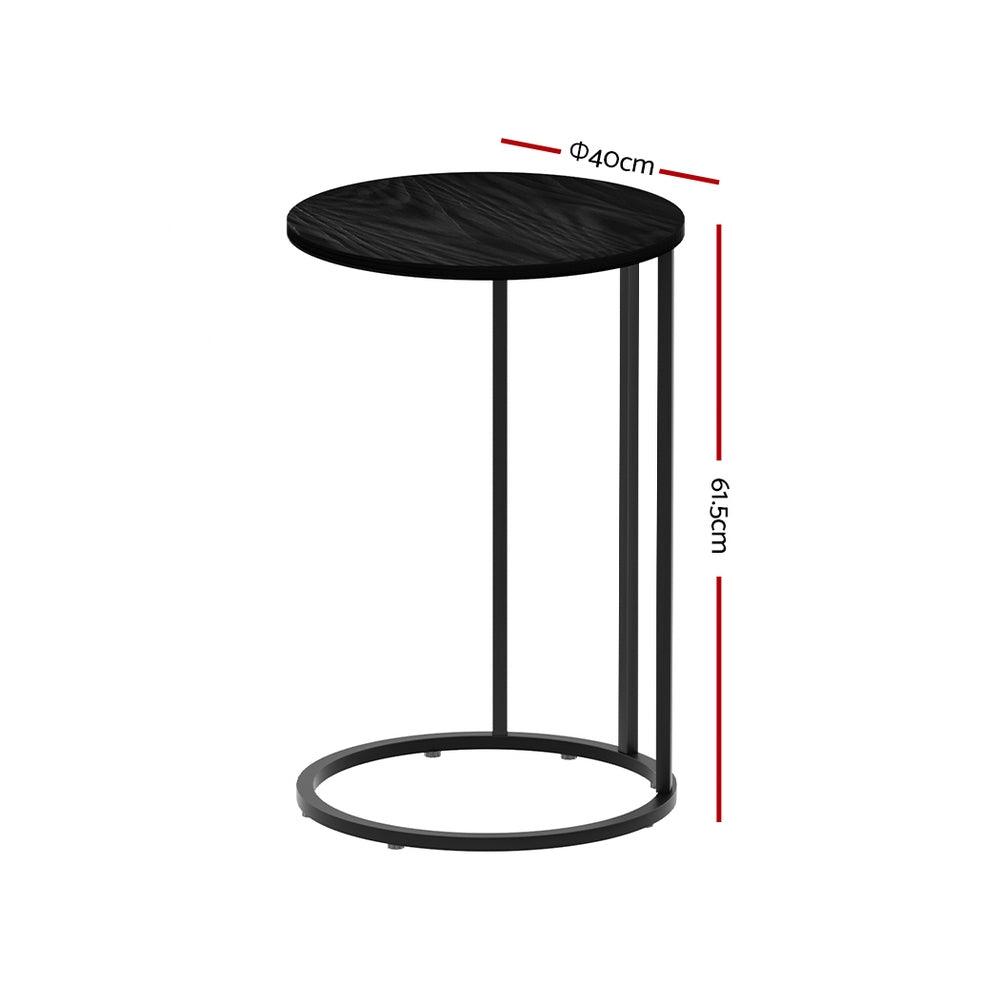 Artiss Coffee Table Side Table Round Black Martha - Harrogates