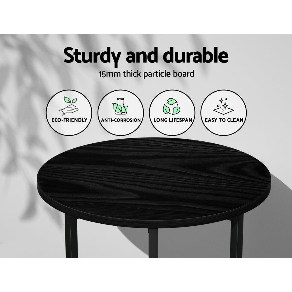 Artiss Coffee Table Side Table Round Black Martha - Harrogates