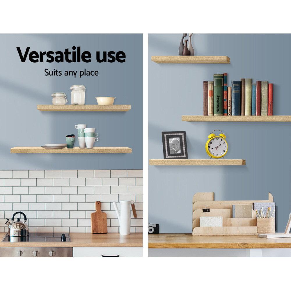 Artiss Floating Wall Shelf Set of 3 Oak - Harrogates