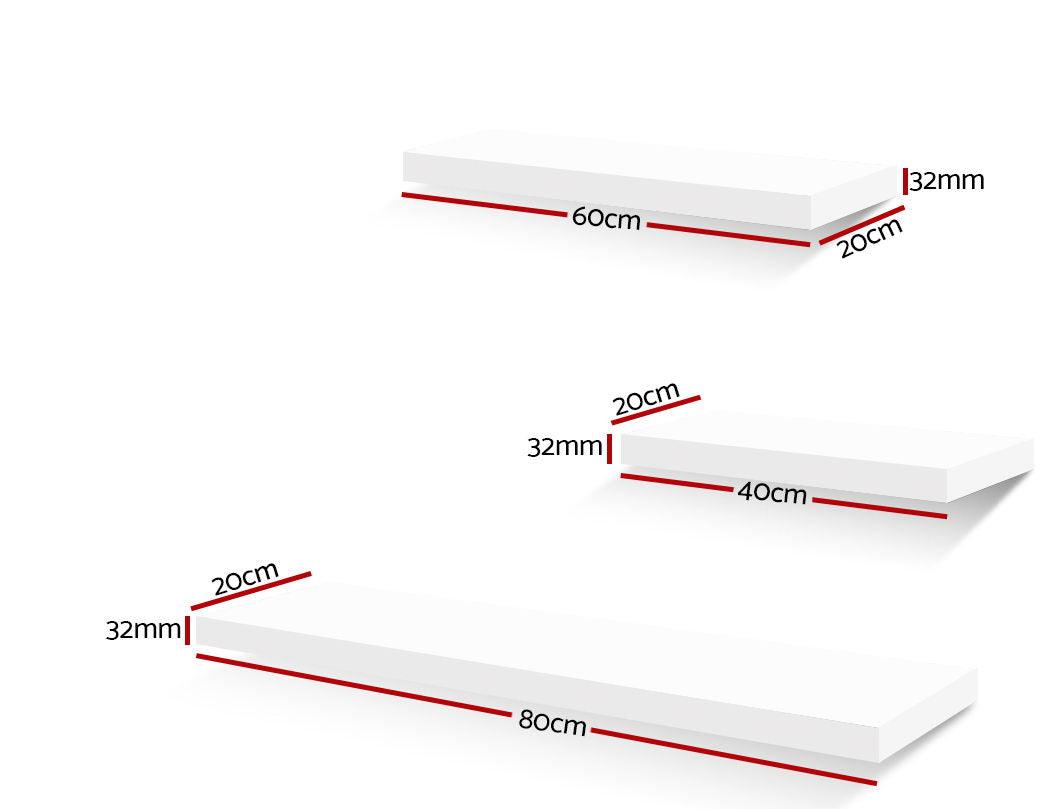 Artiss Floating Wall Shelf Set of 3 White - Harrogates