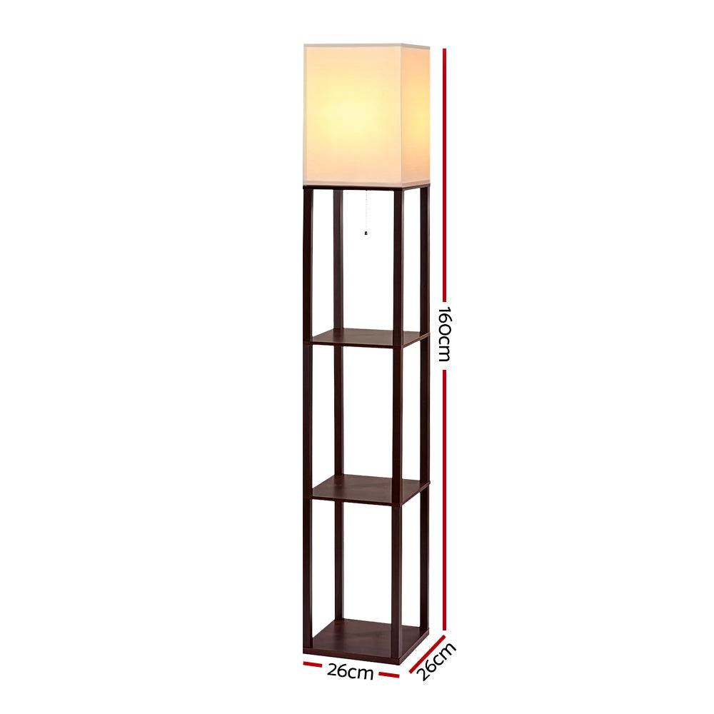 Artiss Floor Lamp 3 Tier Shelf Storage LED Light Stand Home Room Vintage White - Harrogates