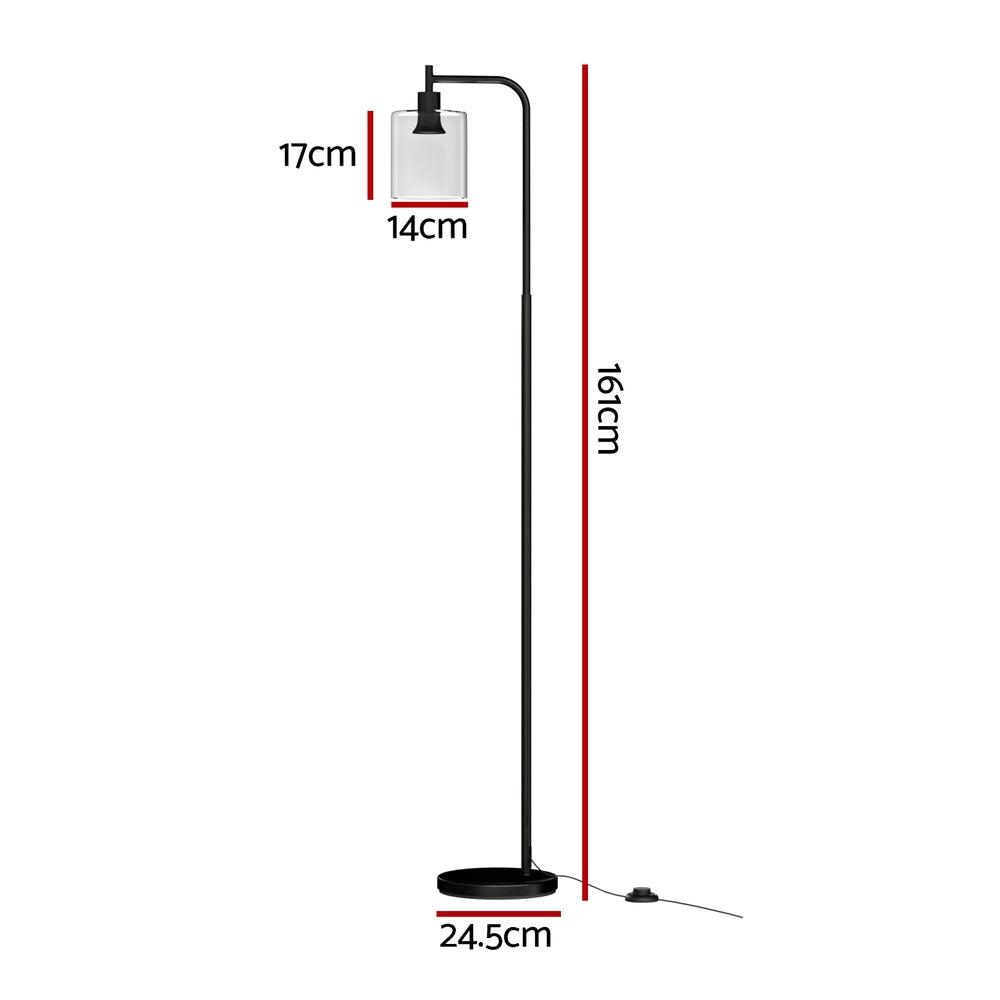 Artiss Floor Lamp Light Stand Modern Home Living Room Office Reading Glass Shade Black - Harrogates