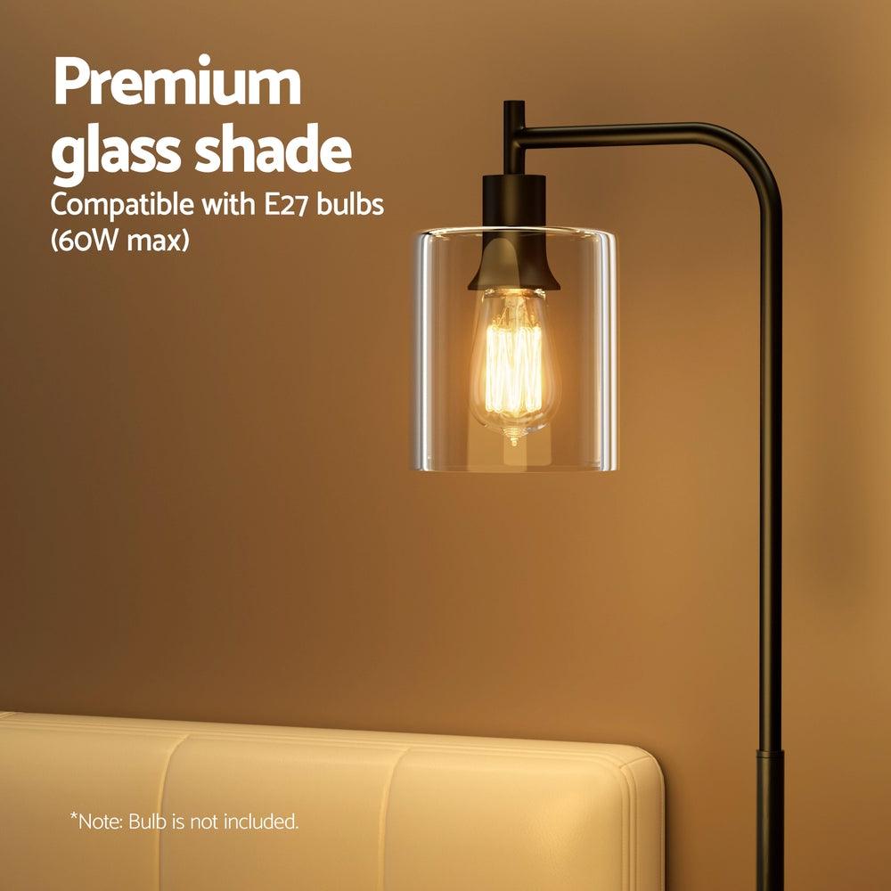 Artiss Floor Lamp Light Stand Modern Home Living Room Office Reading Glass Shade Black - Harrogates
