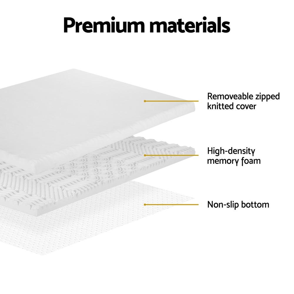 Giselle Bedding Memory Foam Mattress Topper 7-Zone Airflow Pad 8cm Double White - Harrogates