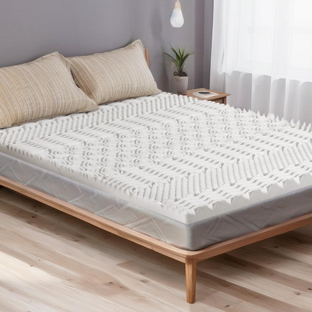 Giselle Bedding Memory Foam Mattress Topper 7-Zone Airflow Pad 8cm Double White - Harrogates