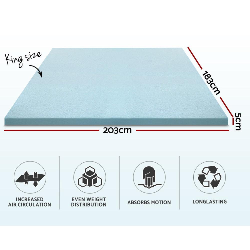 Giselle Bedding Memory Foam Mattress Topper Cool Gel 5cm King - Harrogates