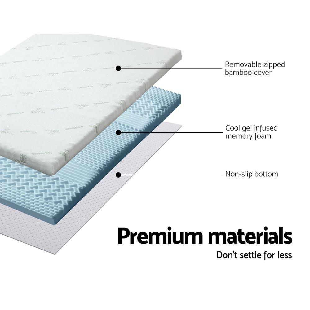 Giselle Bedding Memory Foam Mattress Topper Cool Gel 5cm Queen - Harrogates