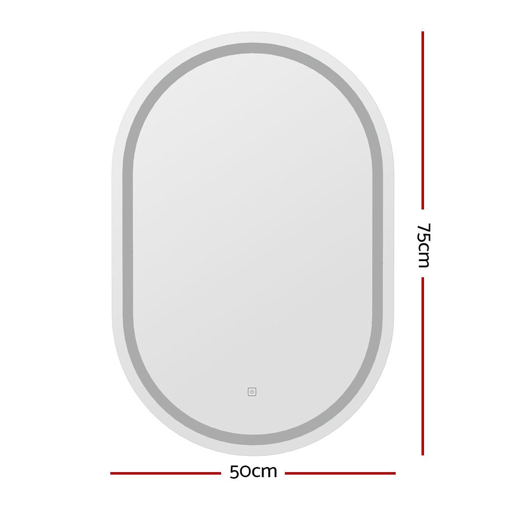 Embellir LED Wall Mirror With Light 50X75CM Bathroom Decor Oval Mirrors Vanity - Harrogates