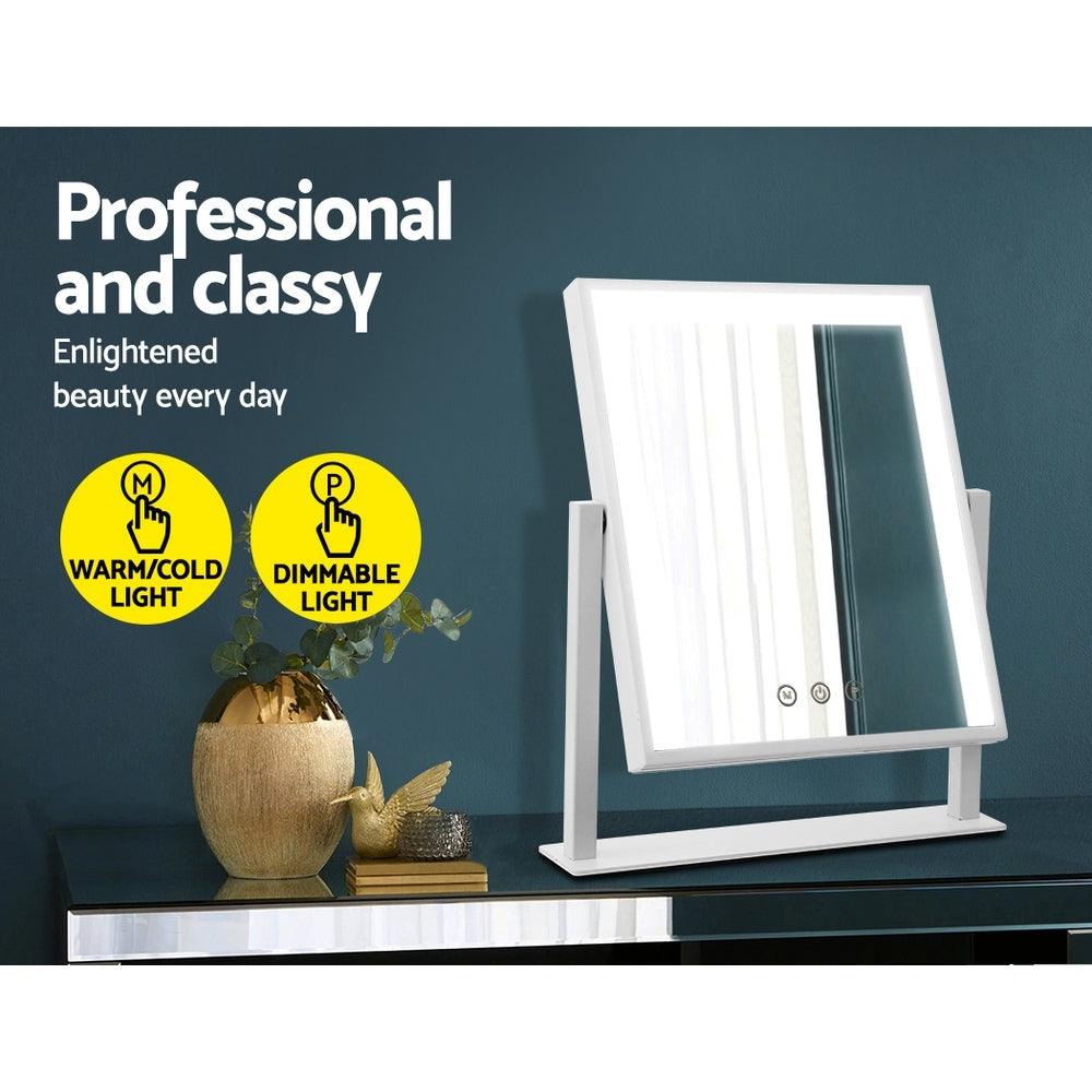 Embellir Makeup Mirror 25x30cm Hollywood Vanity with LED Light Rotation White - Harrogates