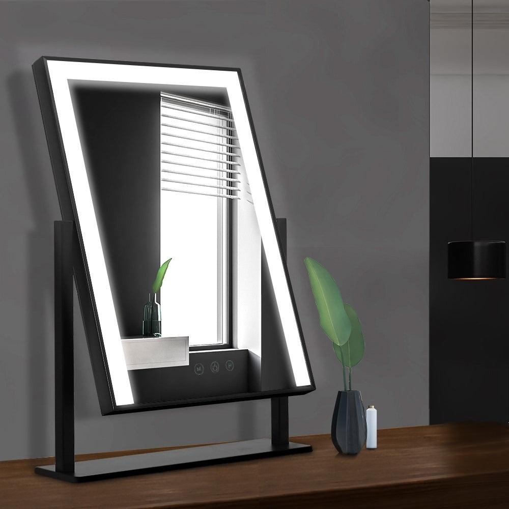 Embellir Makeup Mirror 30x40cm Hollywood Vanity with LED Light Rotation Black - Harrogates