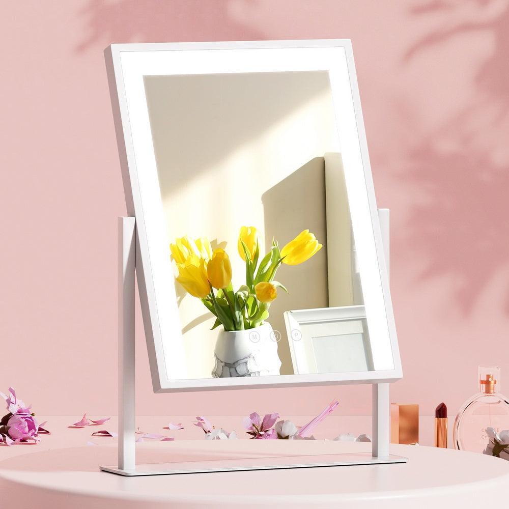 Embellir Makeup Mirror 30x40cm Hollywood Vanity with LED Light Rotation White - Harrogates
