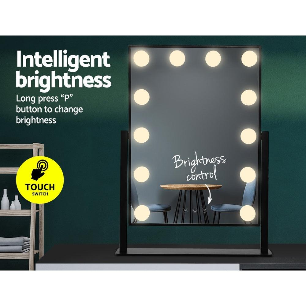 Embellir Makeup Mirror 30x48cm Hollywood Vanity with LED Light Rotation Tabletop - Harrogates