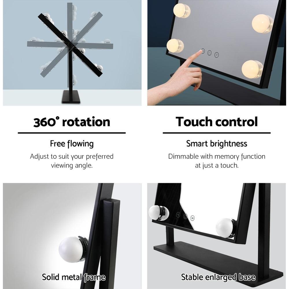 Embellir Makeup Mirror 30x48cm Hollywood Vanity with LED Light Rotation Tabletop - Harrogates