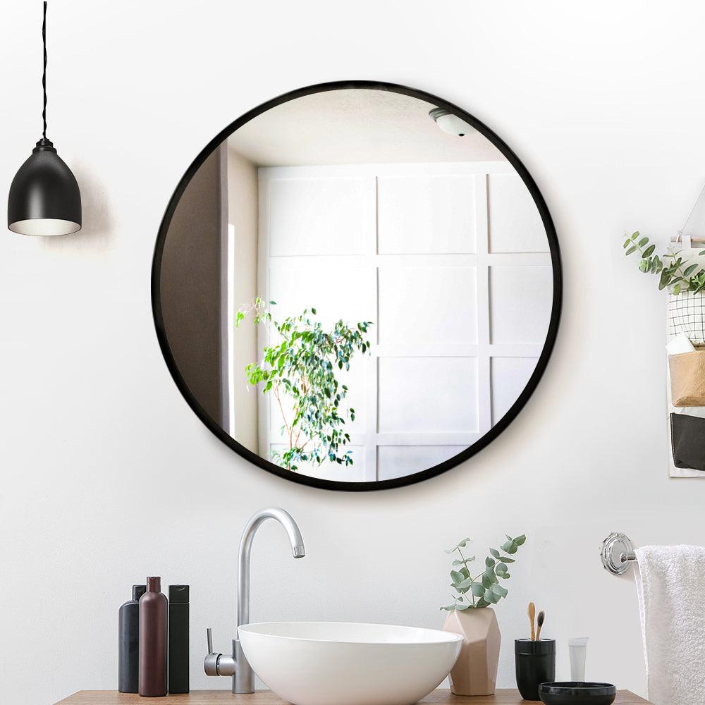 Embellir Wall Mirror Makeup 60cm Home Decor Framed Mirrors Bathroom Round Black - Harrogates
