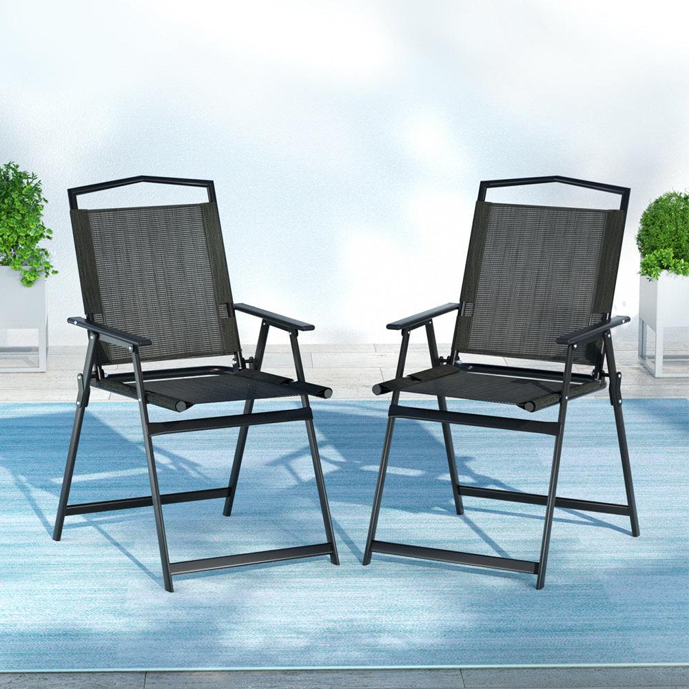 Gardeon Outdoor Chairs Portable Folding Camping Chair Steel Patio Furniture - Harrogates