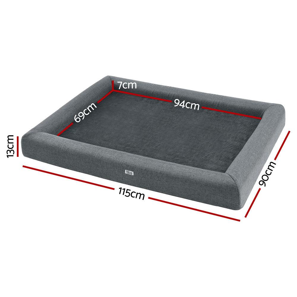 i.Pet Pet Bed Dog Cat Extra Large Calming Soft Sofa Cushion Egg Crate Washable Grey - Harrogates
