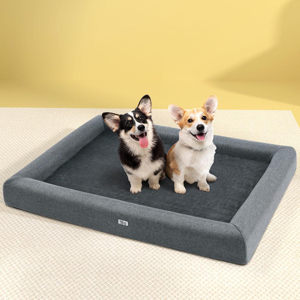 i.Pet Pet Bed Dog Cat Extra Large Calming Soft Sofa Cushion Egg Crate Washable Grey - Harrogates