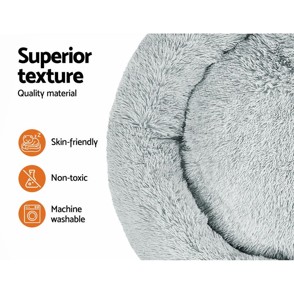 i.Pet Pet Bed Dog Cat 110cm Calming Extra Large Soft Plush Light Grey - Harrogates