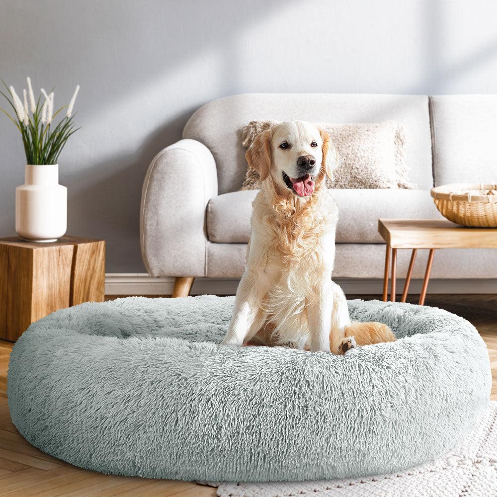 i.Pet Pet Bed Dog Cat 110cm Calming Extra Large Soft Plush Light Grey - Harrogates