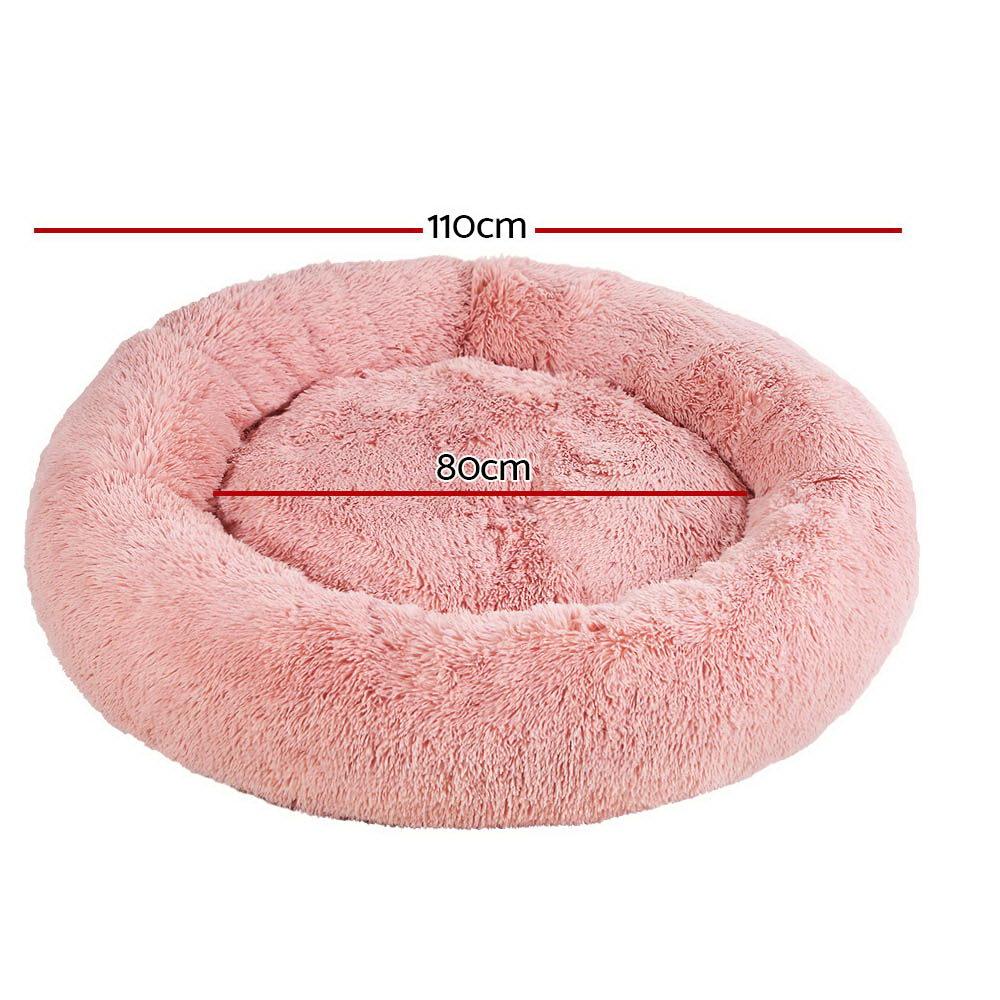 i.Pet Pet Bed Dog Cat 110cm Calming Extra Large Soft Plush Pink - Harrogates